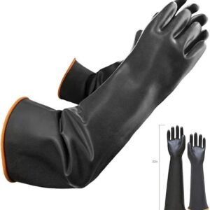 22" Latex Chemical Resistant Gloves, Reusable Heavy Duty Long Rubber, Dishwashing, Industrial Safety for Men, Forearm Protection Waterproof Resist Strong Acid, Alkali, Oil, XL Size