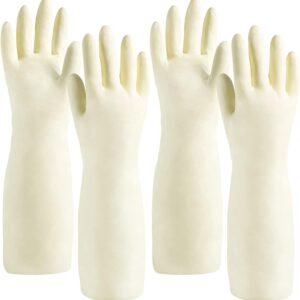 2 Pairs Cleaning Gloves, Long Cuff Gloves Reusable Nitrile Glove, K Household Dishwashing Glove for Laundry Bathroom Cleaning, Gardening, Pet Care, Medium
